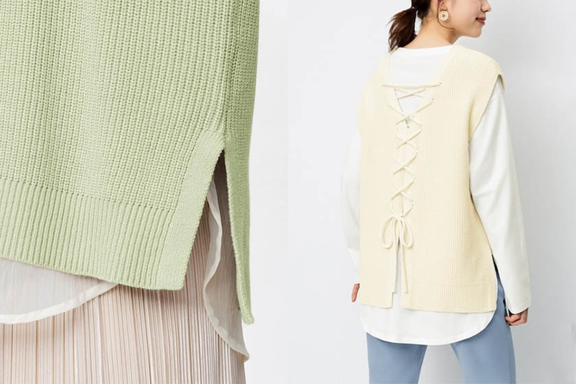 GU Back lace-up knit vest 2021 ss wear