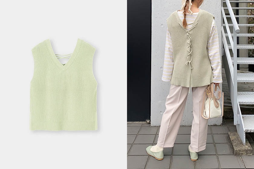 GU Back lace-up knit vest 2021 ss wear