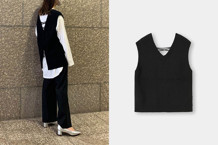 GU Back lace-up knit vest 2021 ss wear