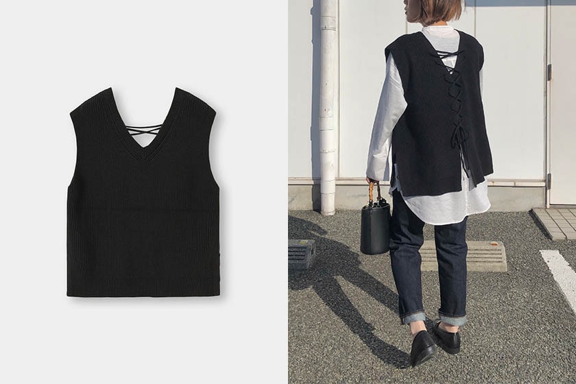 GU Back lace-up knit vest 2021 ss wear