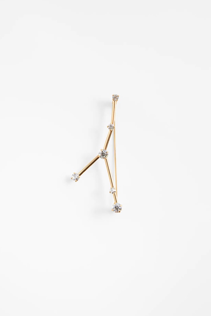 Zara Horoscope Brooch collection 2021 Spring Summer Fashion items accessories Aries Taurus Gemini Cancer Leo Virgo Libra Scorpio Sagittarius Capricorn Aquarius Pisces