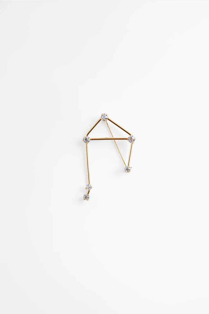 Zara Horoscope Brooch collection 2021 Spring Summer Fashion items accessories Aries Taurus Gemini Cancer Leo Virgo Libra Scorpio Sagittarius Capricorn Aquarius Pisces
