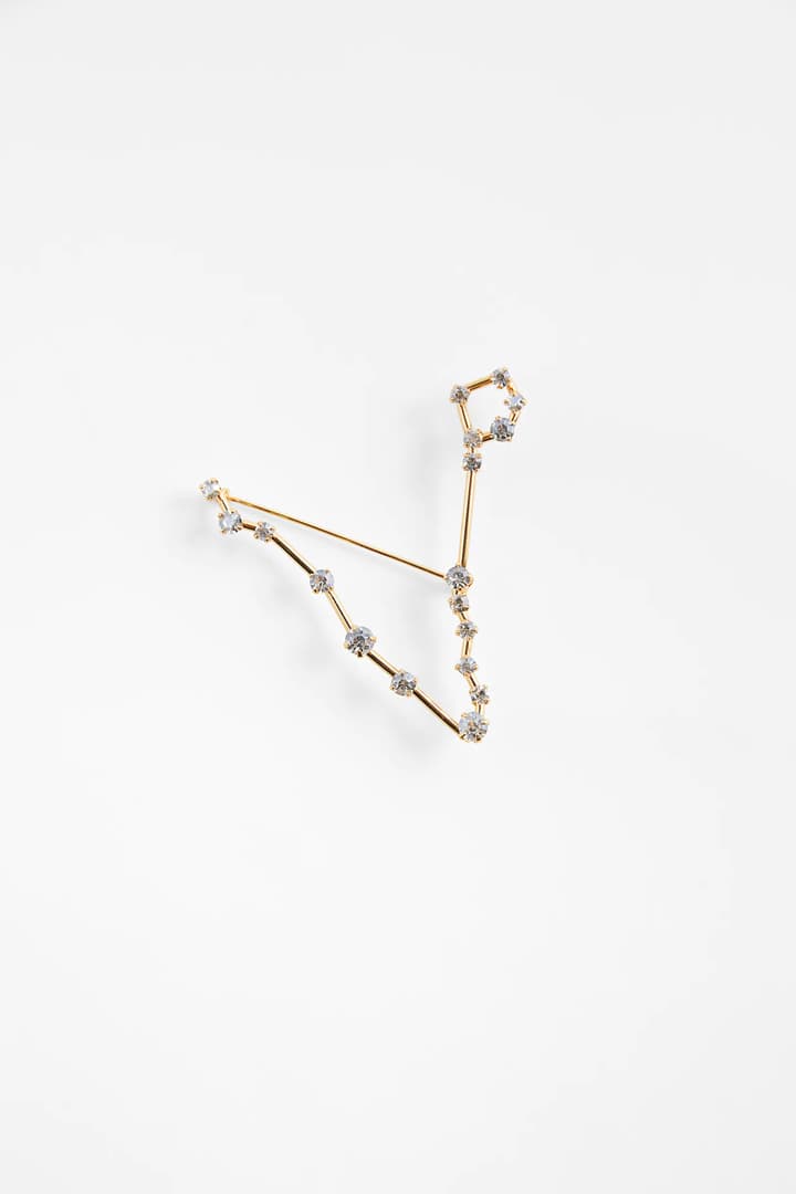 Zara Horoscope Brooch collection 2021 Spring Summer Fashion items accessories Aries Taurus Gemini Cancer Leo Virgo Libra Scorpio Sagittarius Capricorn Aquarius Pisces