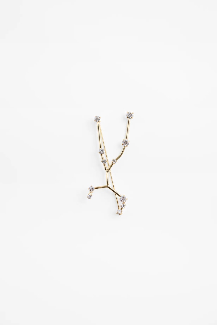 Zara Horoscope Brooch collection 2021 Spring Summer Fashion items accessories Aries Taurus Gemini Cancer Leo Virgo Libra Scorpio Sagittarius Capricorn Aquarius Pisces