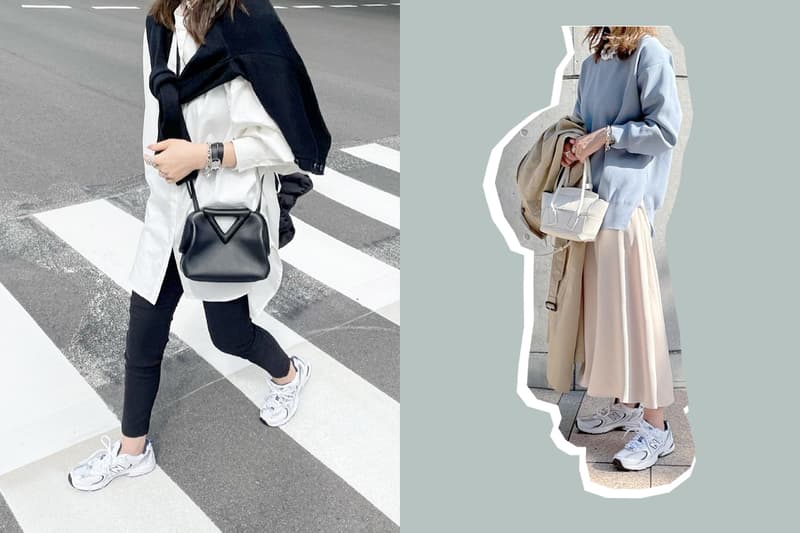 new balance bottega veneta bv sneakers bags styling tips outfit