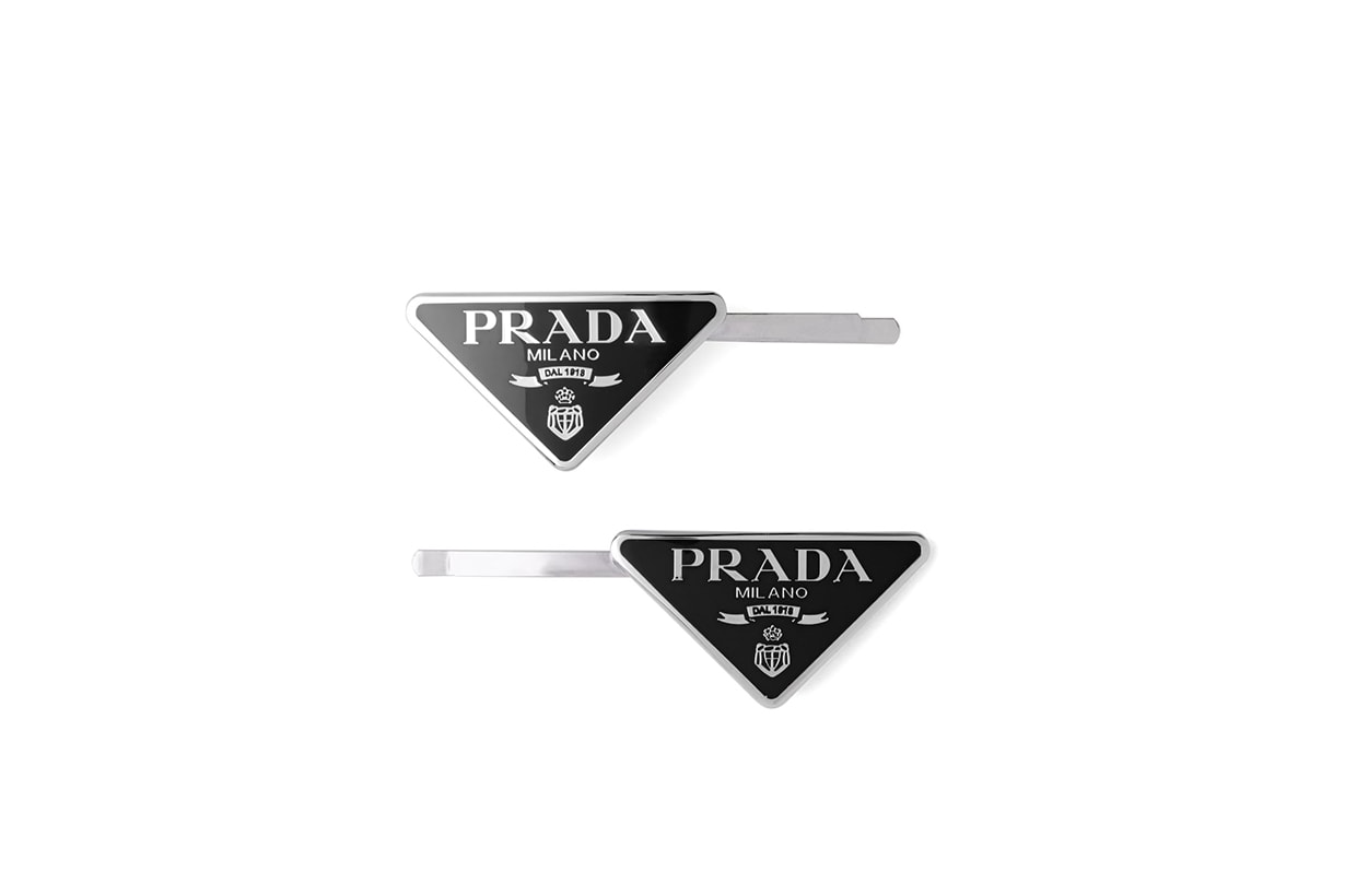 prada Metal Hair Clip Re-Nylon scrunchie hairstyle