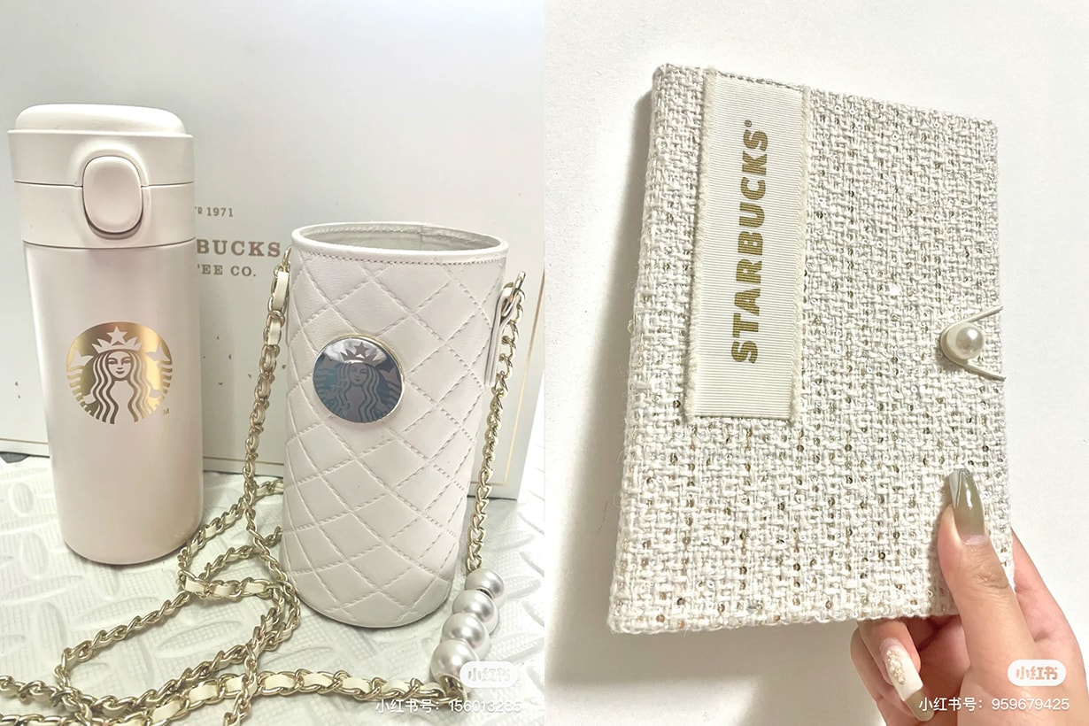 Starbucks china chanel pearl thermos notebook set lifestyle