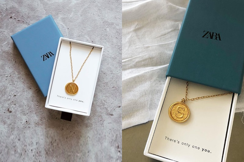 zara medallion necklace with initial detail 2021