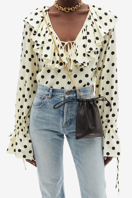 SAINT LAURENT Logo-print mini leather cross-body bag