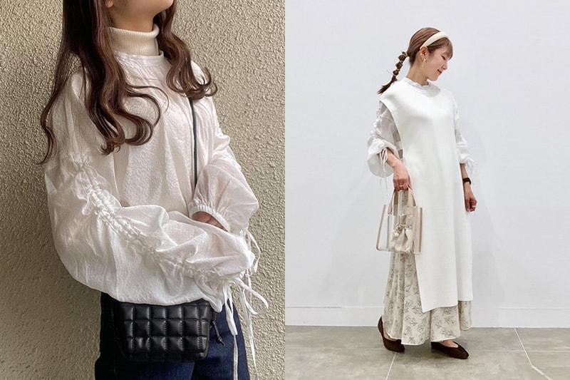 GU Sheard low string sleeve blouse 2021ss