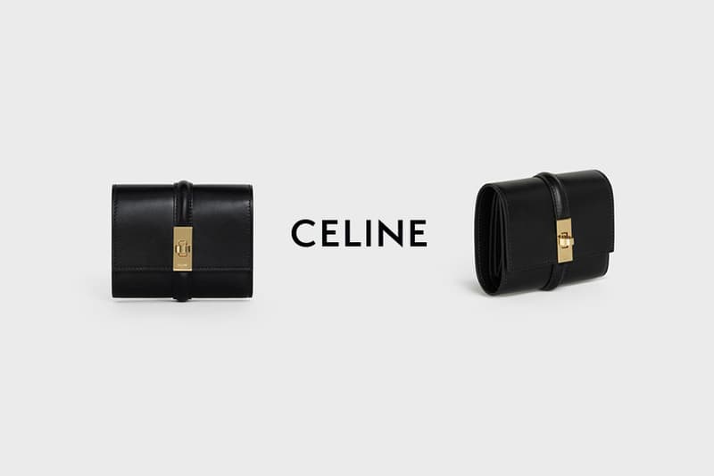 celine small trifold wallet in shiny calfskin black