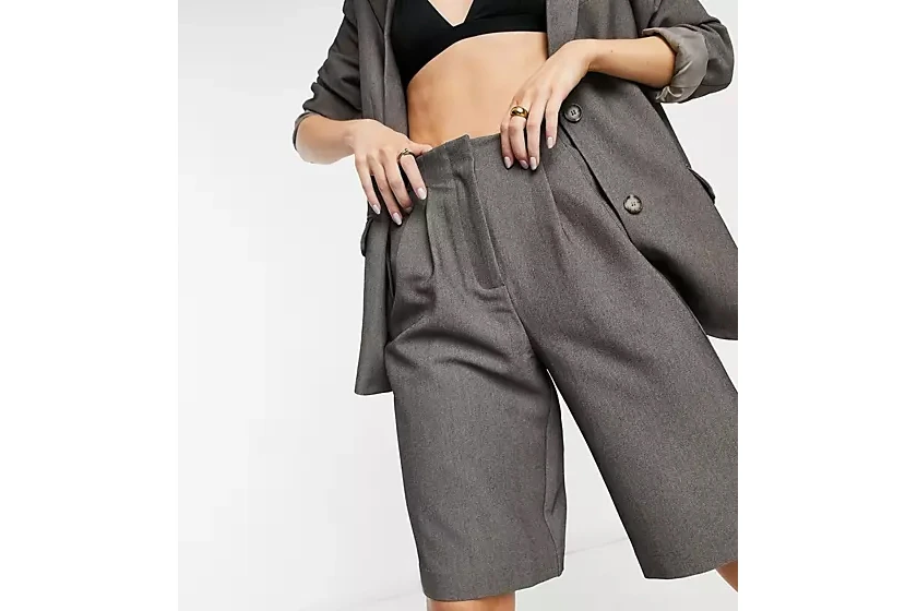 Y.A.S tailored bermuda short and blazer co-ord in grey