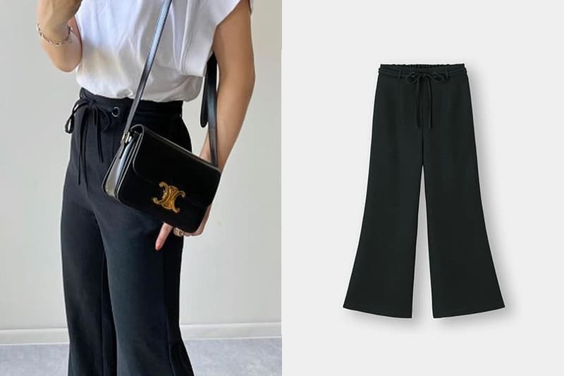 GU Belted high waist wide flared pants 2021ss