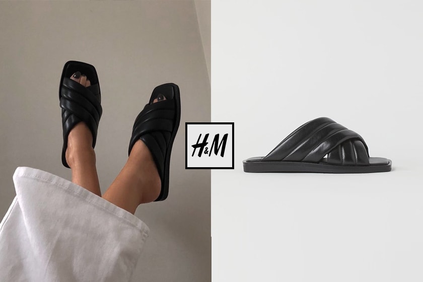 H&M Leather slides 2021ss fashion blogger