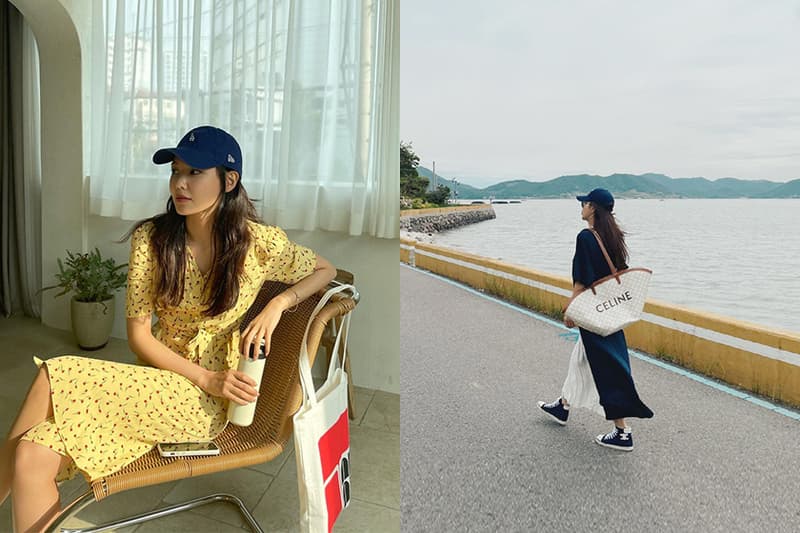 IU Lisa Baseball Cap Dress Outfit Idea 2021 Summer