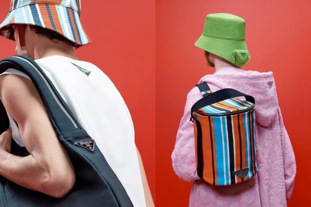 prada men 2022 ss behind back design logo bucket hat