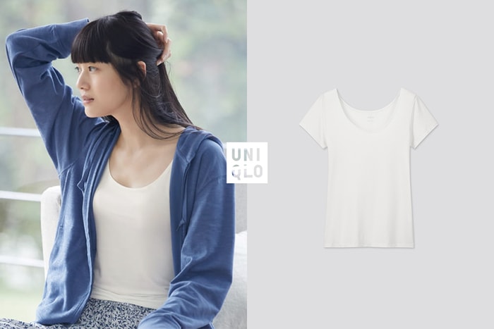 一致滿分好評：UNIQLO AIRism U 領涼感衣，重點單穿超時髦！