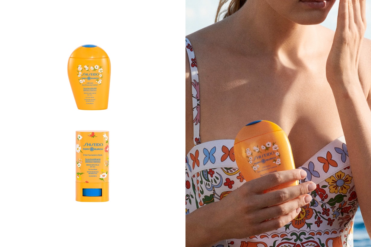 tory burch shiseido sunscreens new collab flower collection 2021
