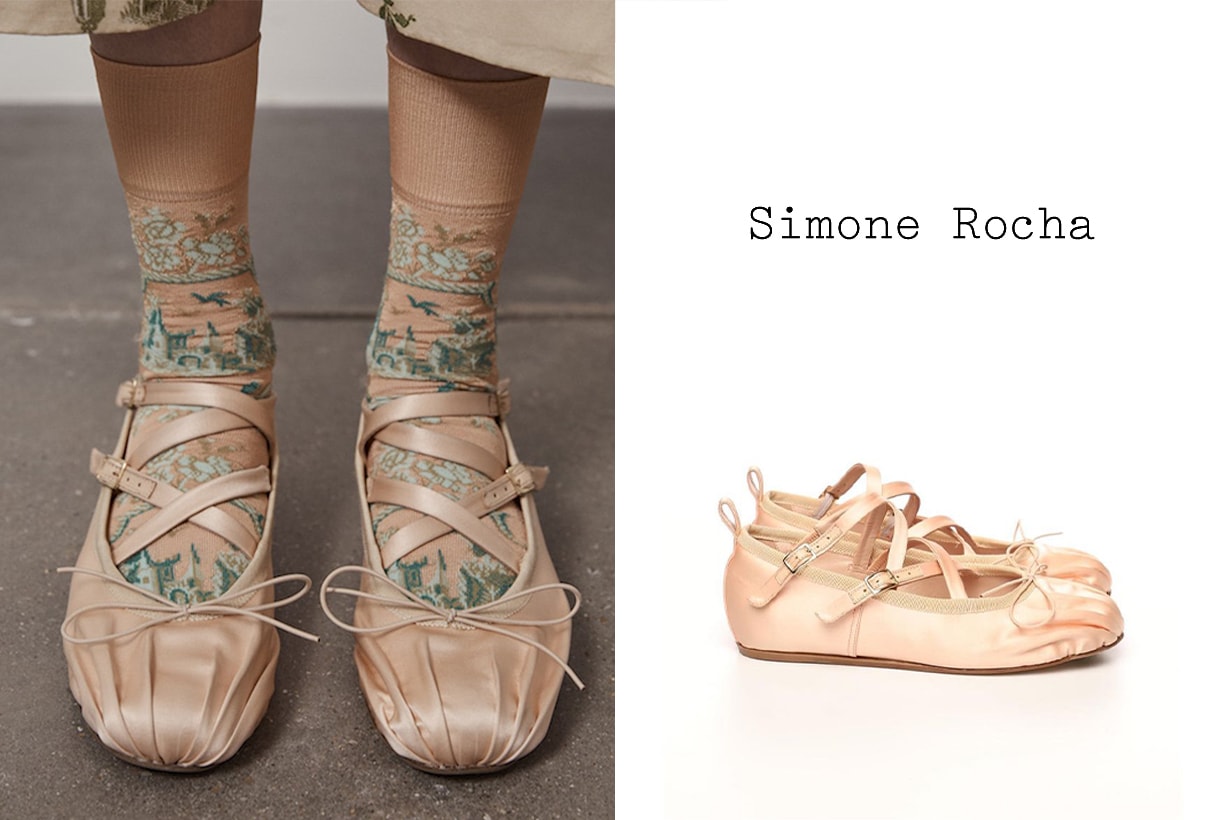 simone rocha Round Toe Criss-Cross Ballerina Pump 2021 spring summer shoes trends fashion trends flat shoes
