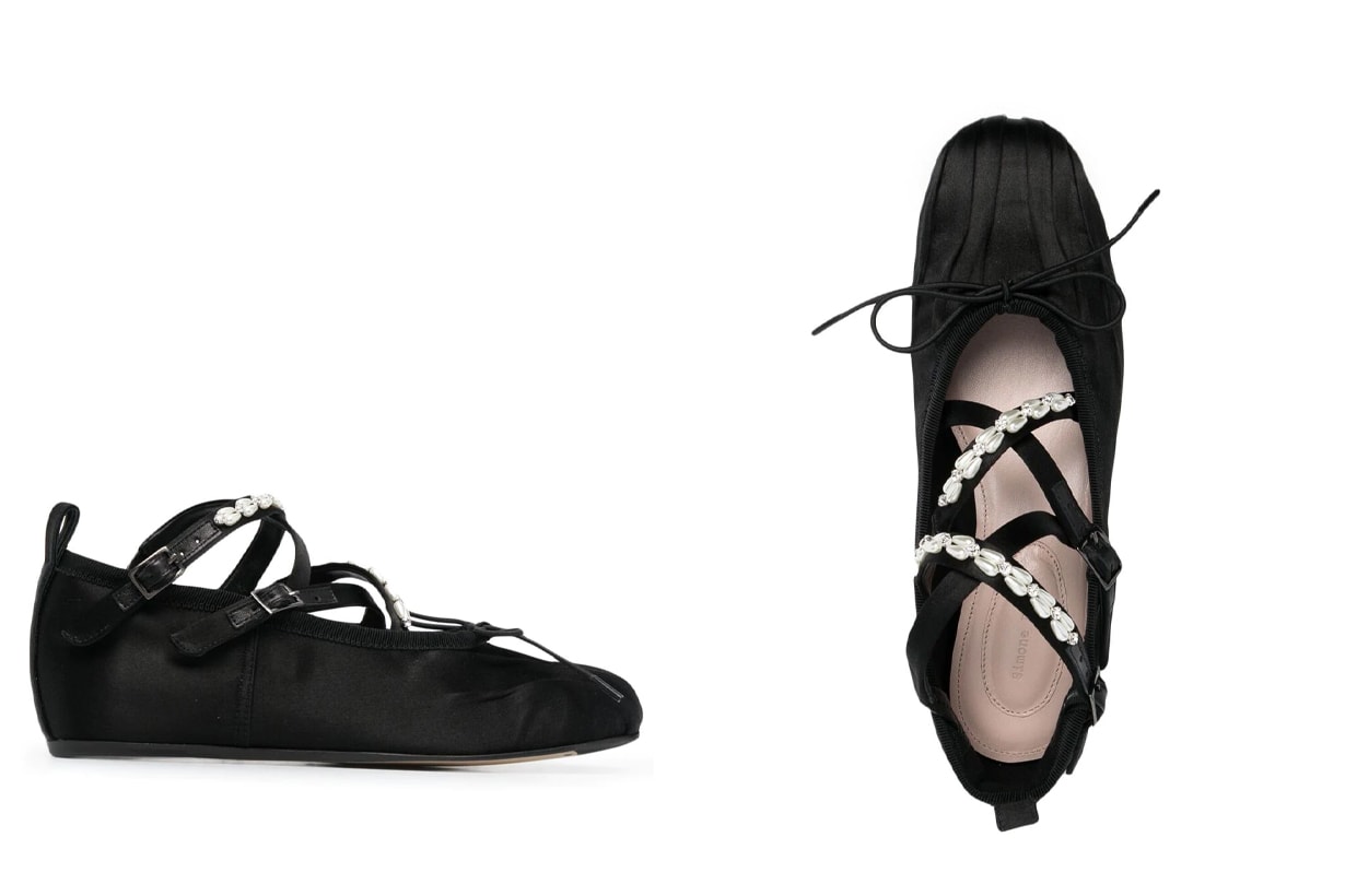 simone rocha Round Toe Criss-Cross Ballerina Pump 2021 spring summer shoes trends fashion trends flat shoes 