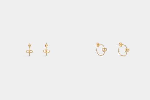 celine triomphe logo earrings 2021 pearl
