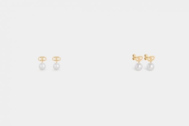 celine triomphe logo earrings 2021 pearl