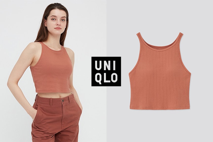 Uniqlo WOMEN WIDE RIBBED CROPPED BRA SLEEVELESS TOP