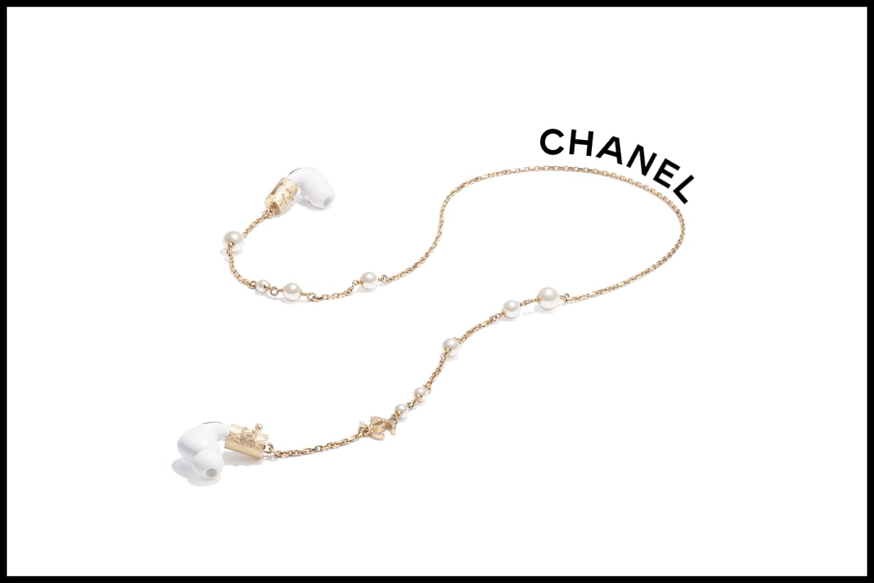 chanel airpods necklace pearl gold 2021