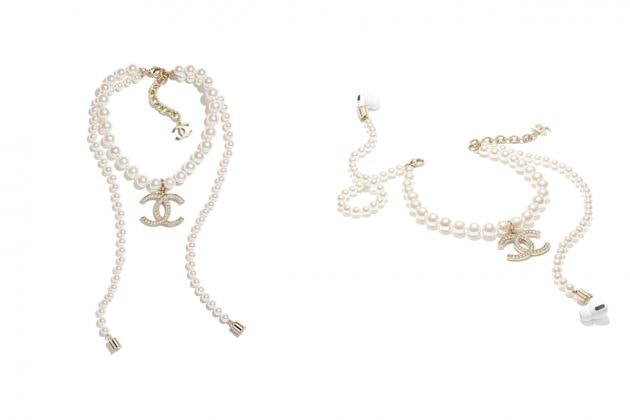 chanel airpods necklace pearl gold 2021