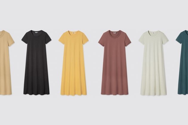 uniqlo U a-line one-piece t-shirt dress 2021 how style