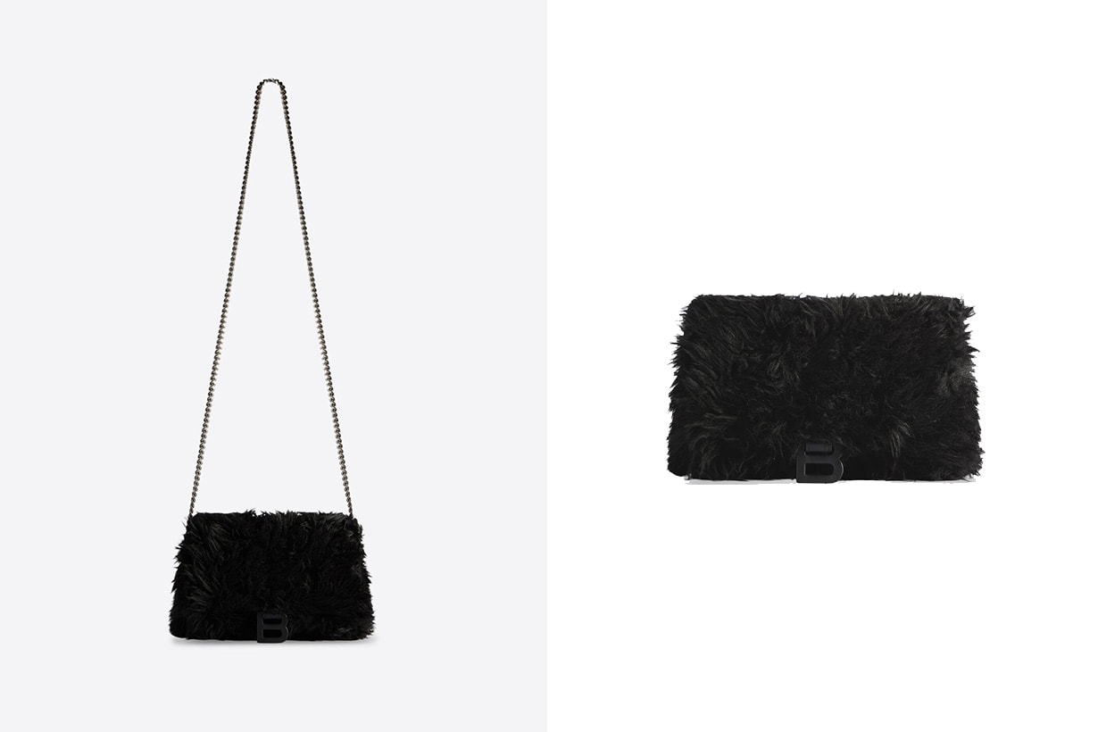 Balenciaga Fluffy Handbags Clutch With Chain Hourglass Bag
