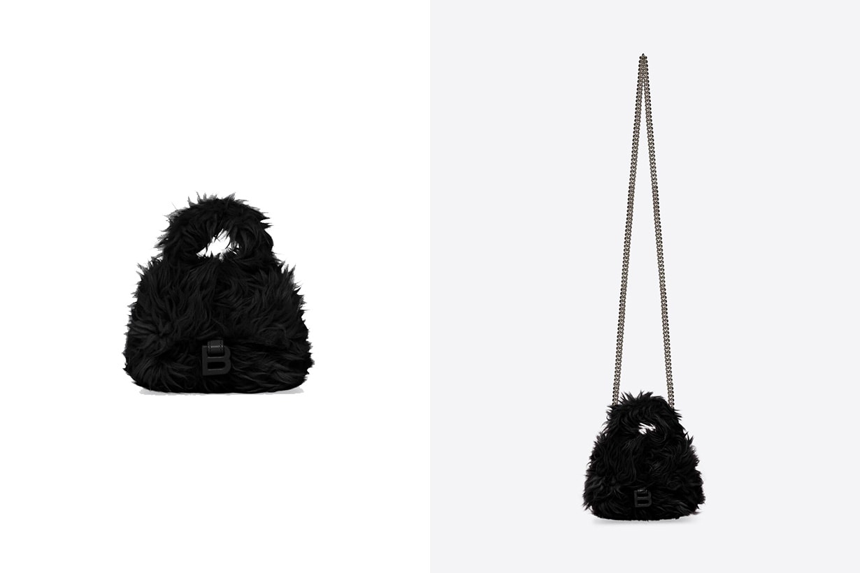 Balenciaga Fluffy Handbags Clutch With Chain Hourglass Bag