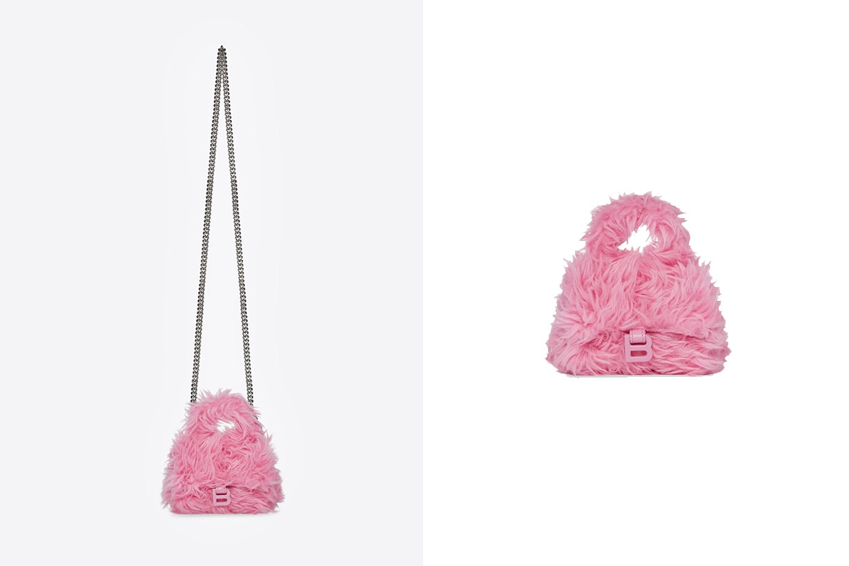 Balenciaga Fluffy Handbags Clutch With Chain Hourglass Bag