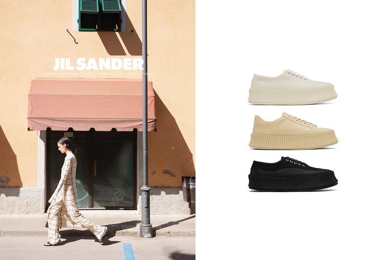 Jil Sander Leather Canvas Platform Sneakers