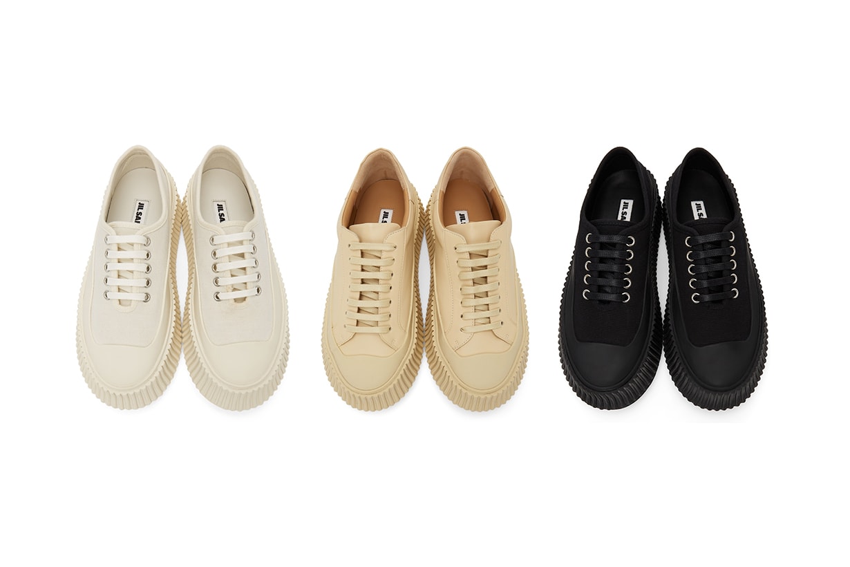 Jil Sander Leather Canvas Platform Sneakers