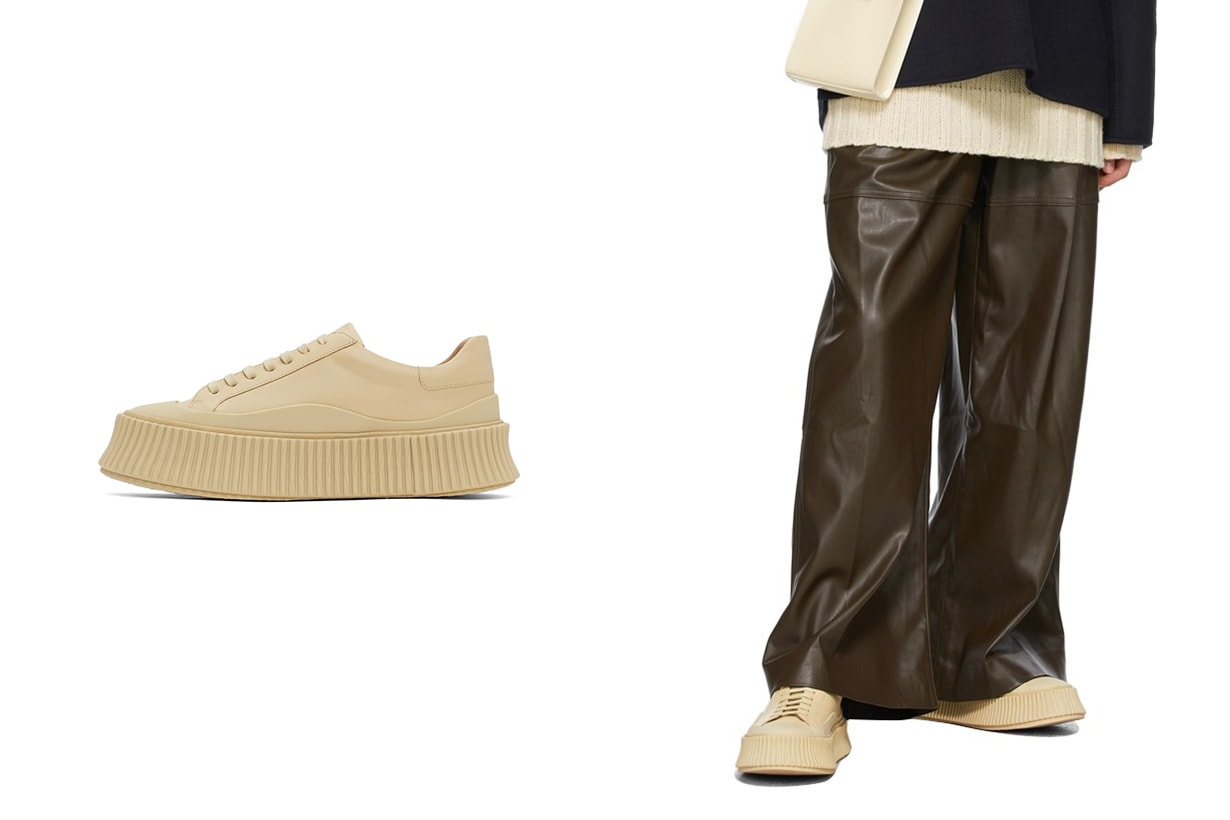 Jil Sander Leather Canvas Platform Sneakers