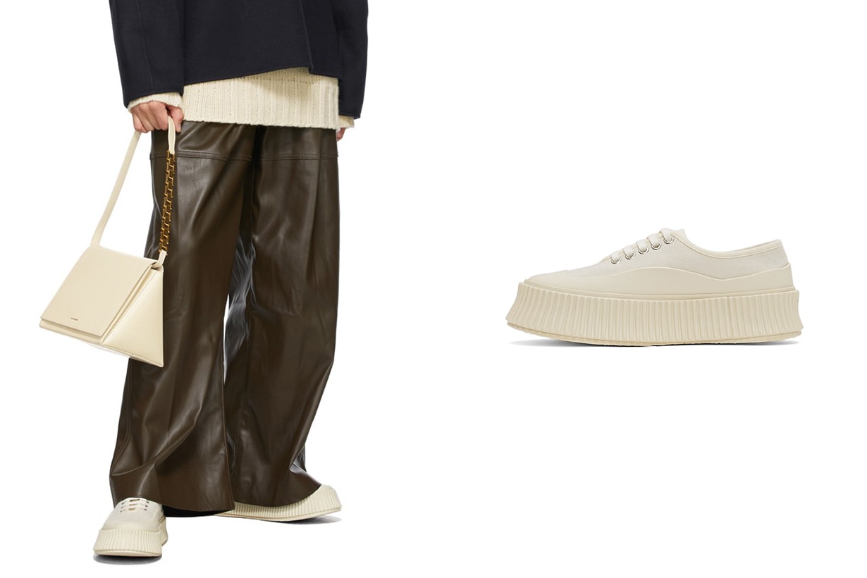 Jil Sander Leather Canvas Platform Sneakers