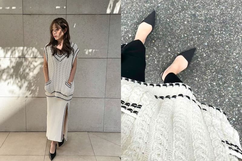 zara knit vest knit skirt with stitching detail 2021 fw