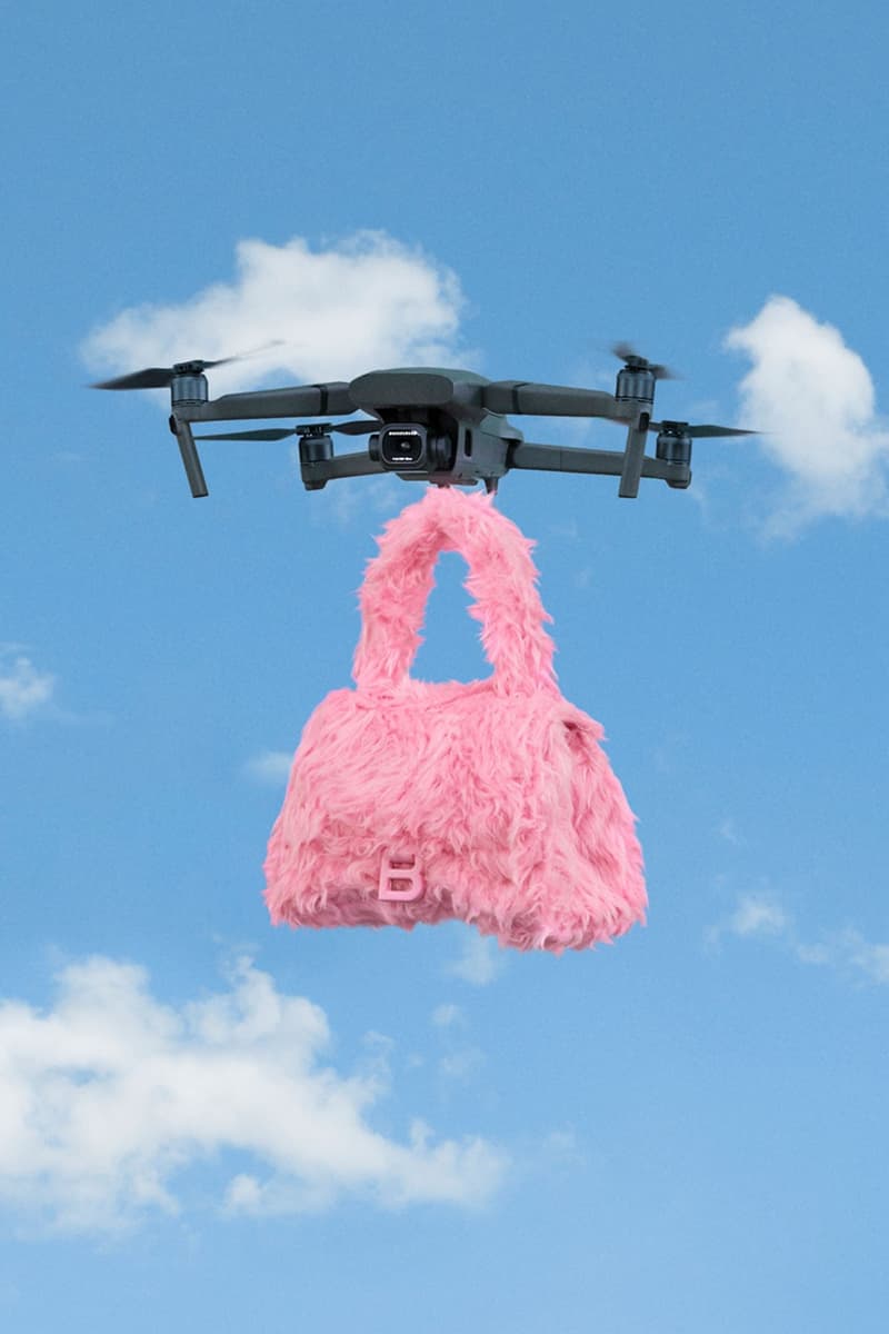 Balenciaga Fluffy Handbags Clutch With Chain Hourglass Bag