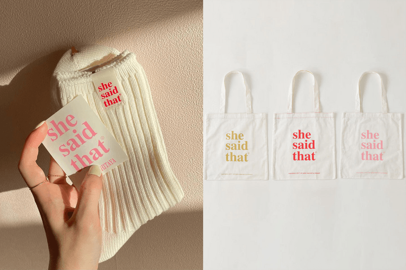 悄悄告訴你，韓國品牌 She Said That 與靴下屋聯乘的布袋、短襪已在日本女生中蔓延