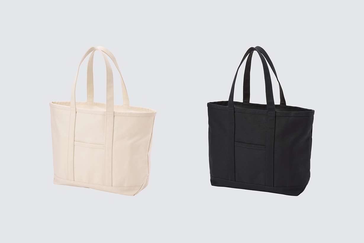 Uniqlo Canvas Tote Bag Black White Handbags