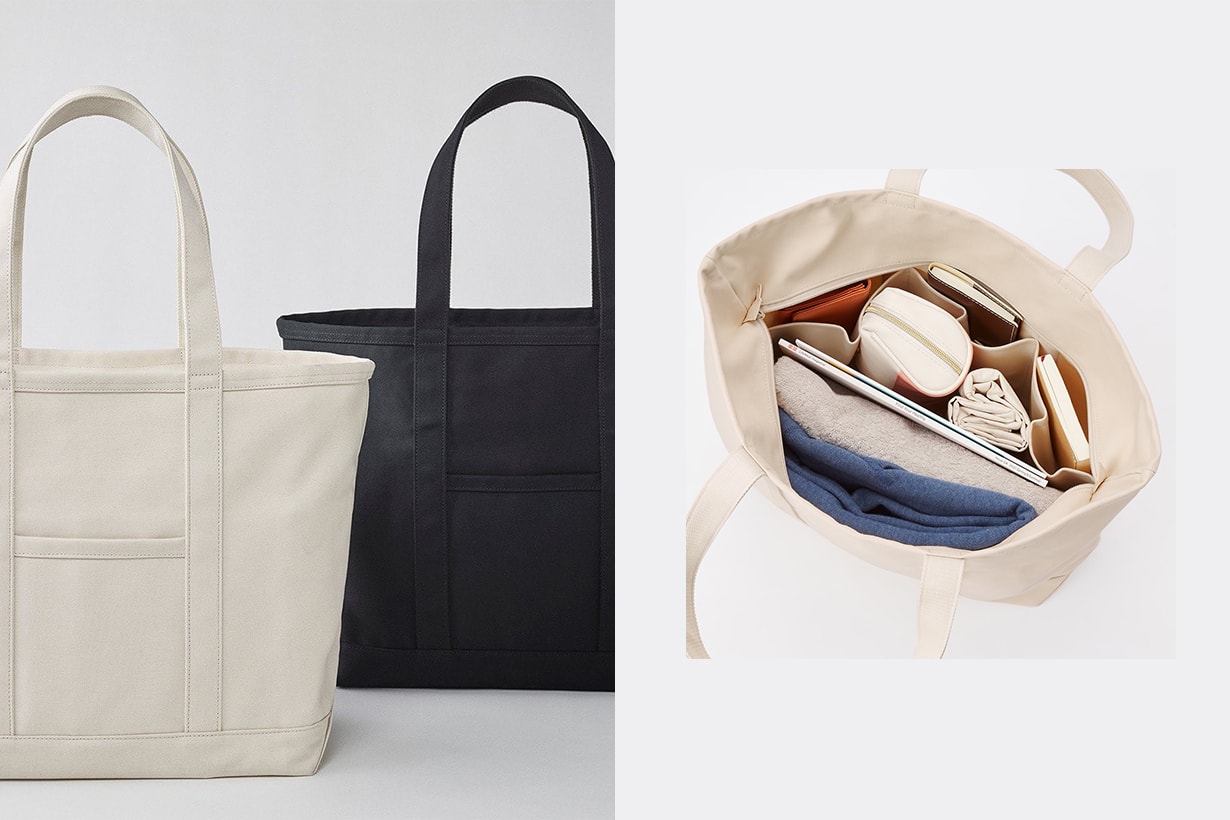 Uniqlo Canvas Tote Bag Black White Handbags