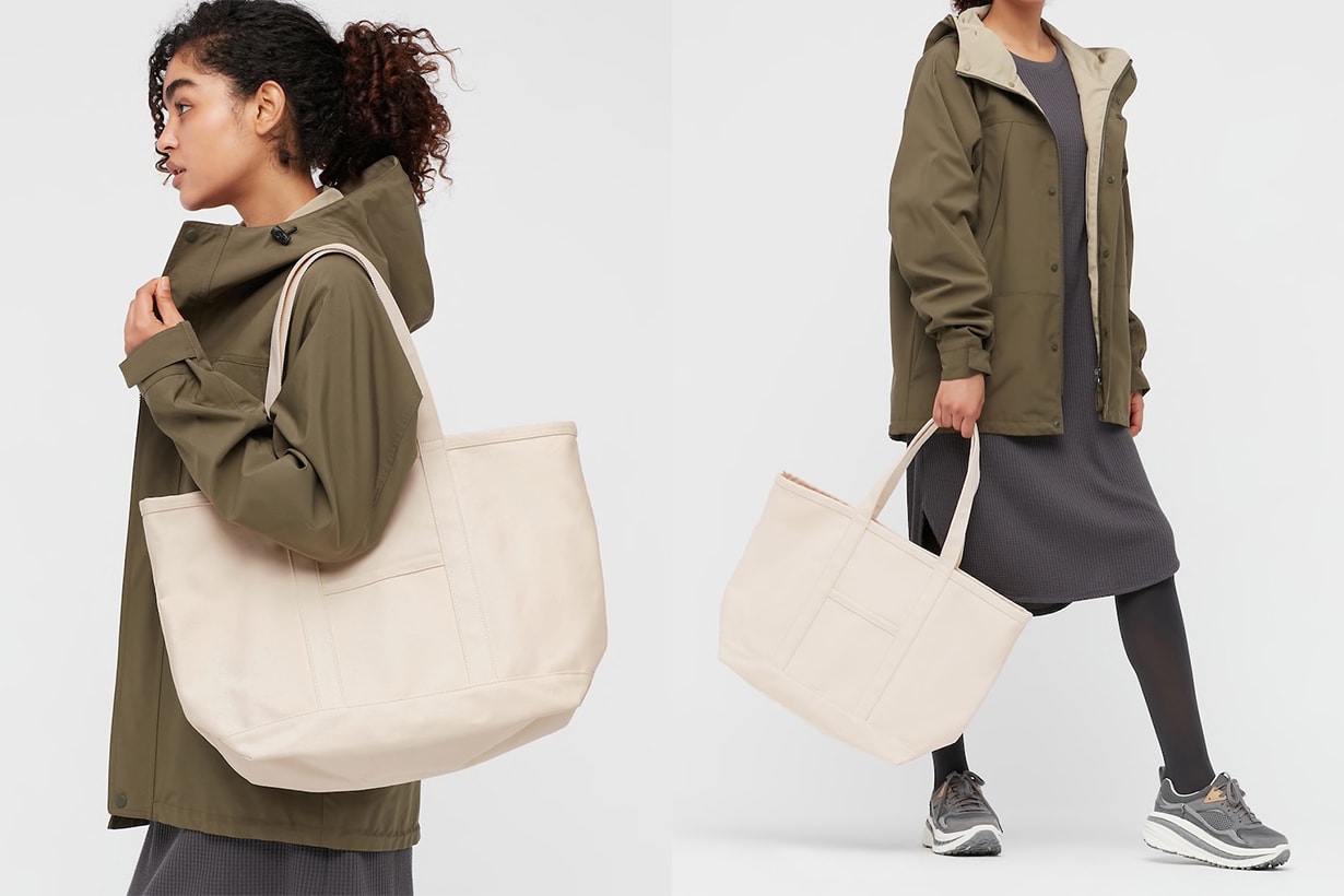 Uniqlo Canvas Tote Bag Black White Handbags