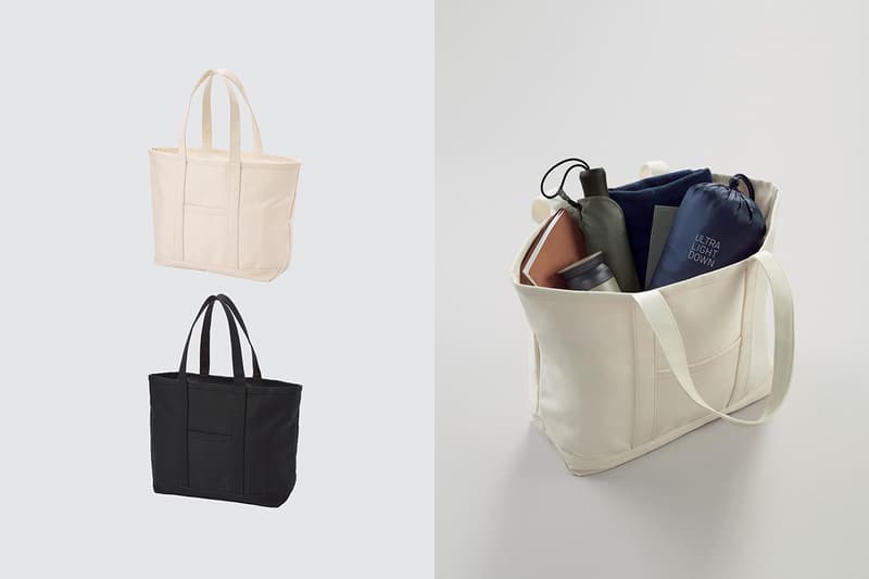 Uniqlo Canvas Tote Bag Black White Handbags
