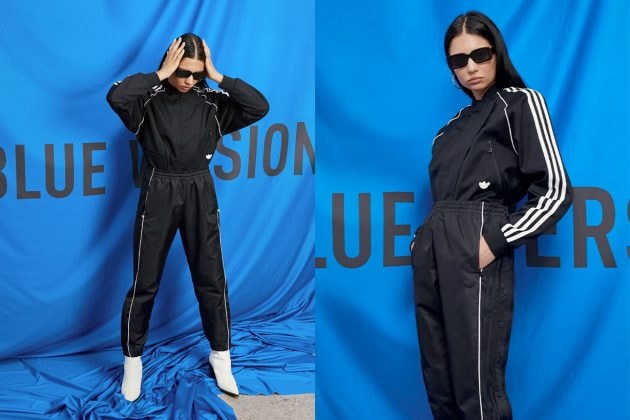adidas originals blue version trench coat 3 stripes classic limited