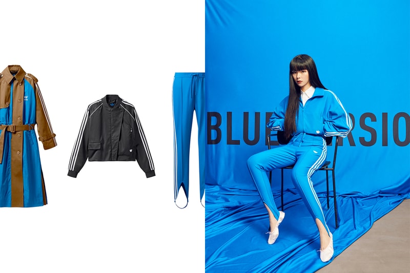adidas originals blue version trench coat 3 stripes classic limited