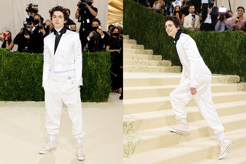 timothee chalamet wears converse 2021 met gala red carpet