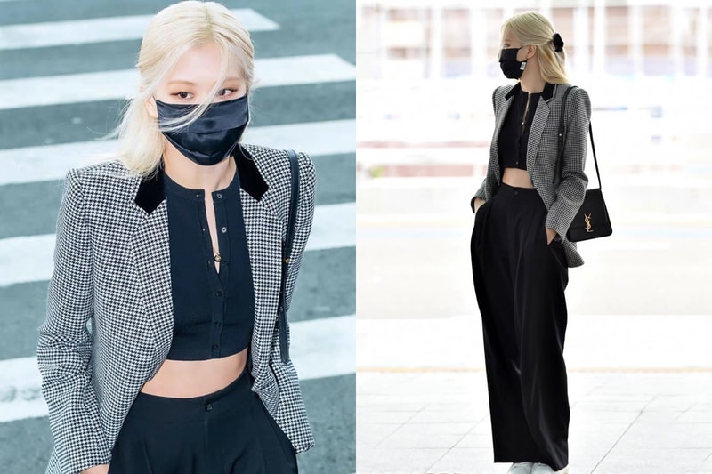 rose saint laurent blackpink airport fashion blazer kaia look