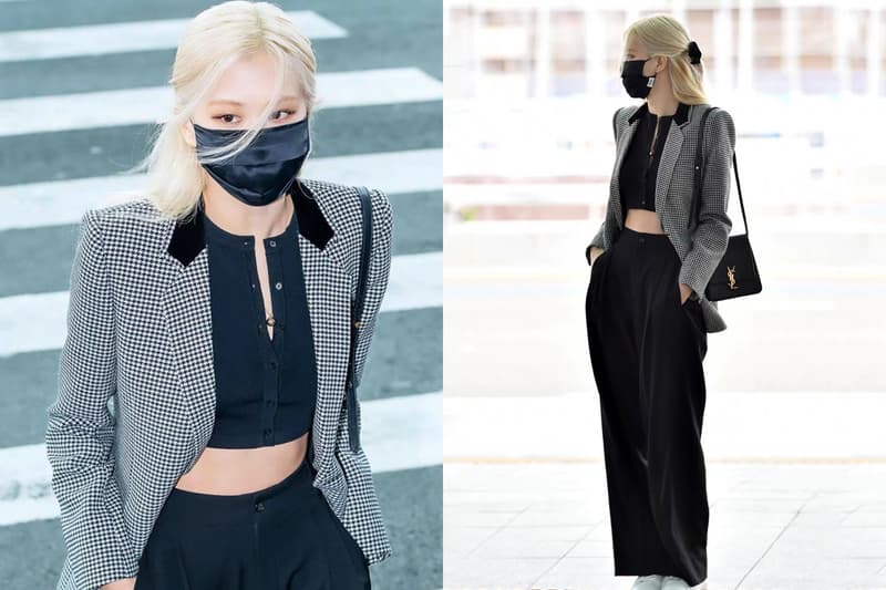 rose saint laurent blackpink airport fashion blazer kaia look