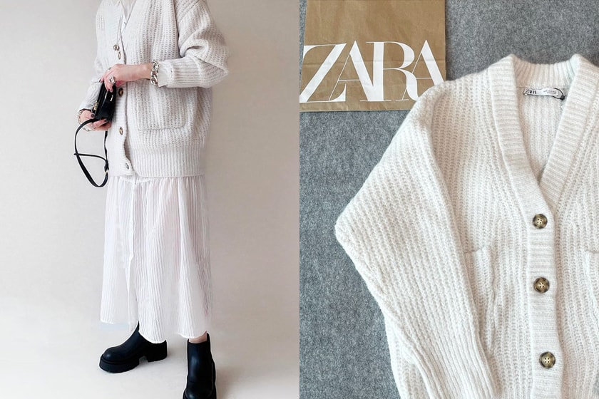 zara 2021fw knit cardigan with pockets